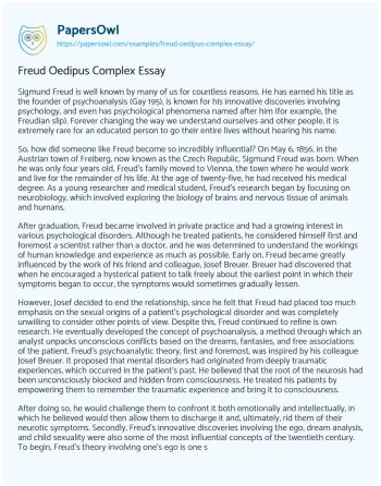 Essay on Freud Oedipus Complex Essay