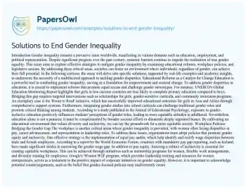 Essay on Solutions to End Gender Inequality