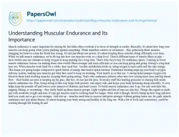 Essay on Understanding Muscular Endurance and its Importance