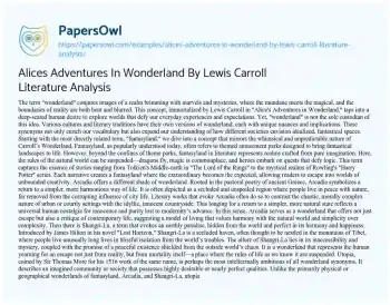 Essay on Alices Adventures in Wonderland by Lewis Carroll Literature Analysis