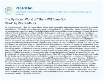 Essay on The Dystopian World of “There Will Come Soft Rains” by Ray Bradbury