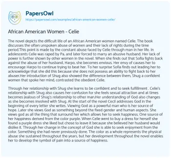 Essay on African American Women – Celie