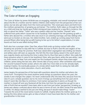 Essay on The Color of Water an Engaging