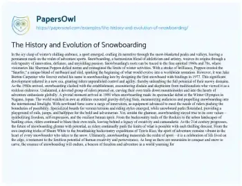 Essay on The History and Evolution of Snowboarding