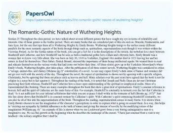 Essay on The Romantic-Gothic Nature of Wuthering Heights