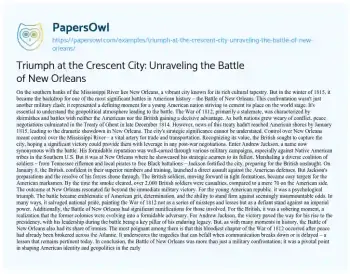 Essay on Triumph at the Crescent City: Unraveling the Battle of New Orleans