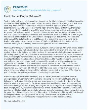 Essay on Martin Luther King Vs Malcolm X