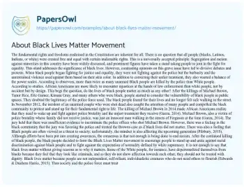 Essay on About Black Lives Matter Movement