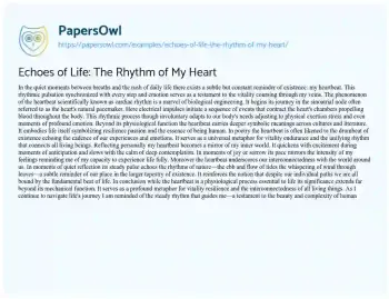 Essay on Echoes of Life: the Rhythm of my Heart