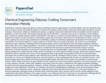 Essay on Chemical Engineering Odyssey: Crafting Tomorrow’s Innovation Melody