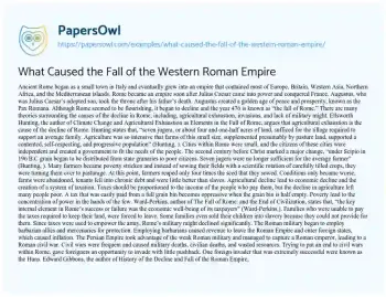 Essay on What Caused the Fall of the Western Roman Empire