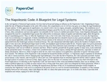 Essay on The Napoleonic Code: a Blueprint for Legal Systems