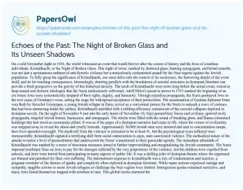 Essay on Echoes of the Past: the Night of Broken Glass and its Unseen Shadows