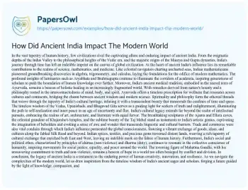 Essay on How did Ancient India Impact the Modern World