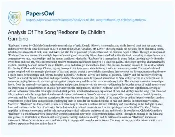 Essay on Analysis of the Song ‘Redbone’ by Childish Gambino