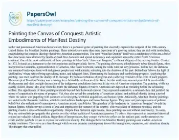 Essay on Painting the Canvas of Conquest: Artistic Embodiments of Manifest Destiny