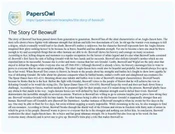 Essay on The Story of Beowulf