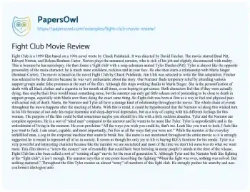 Essay on Fight Club Movie Review