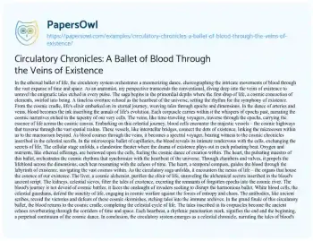 Essay on Circulatory Chronicles: a Ballet of Blood through the Veins of Existence