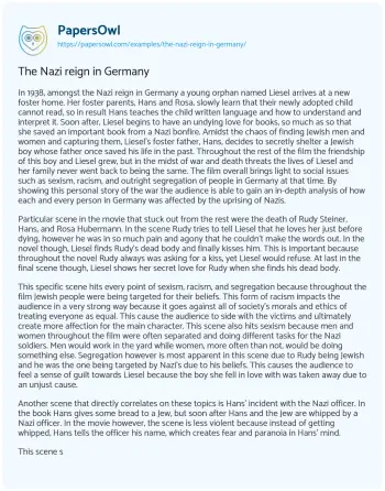 Essay on The Nazi Reign in Germany