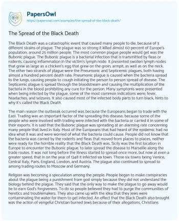 Essay on The Spread of the Black Death