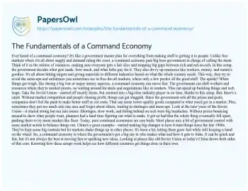 Essay on The Fundamentals of a Command Economy