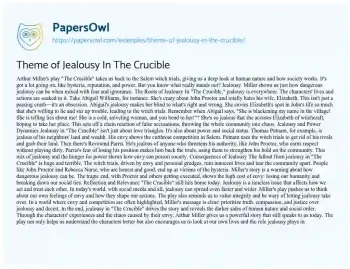 Essay on Theme of Jealousy in the Crucible