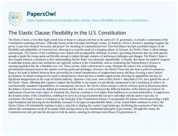 Essay on The Elastic Clause: Flexibility in the U.S. Constitution