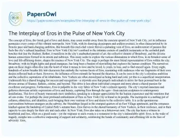 Essay on The Interplay of Eros in the Pulse of New York City