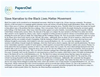 Essay on Slave Narrative to the Black Lives Matter Movement