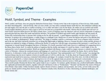 Essay on Motif, Symbol, and Theme – Examples