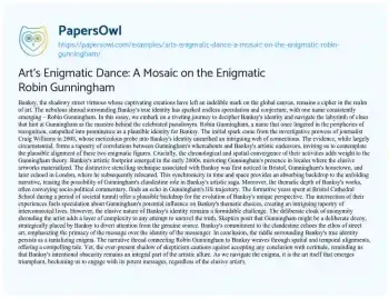 Essay on Art’s Enigmatic Dance: a Mosaic on the Enigmatic Robin Gunningham