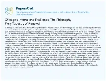 Essay on Chicago’s Inferno and Resilience: the Philosophy Fiery Tapestry of Renewal