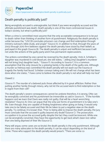 Essay on Death Penalty is Politically Just?