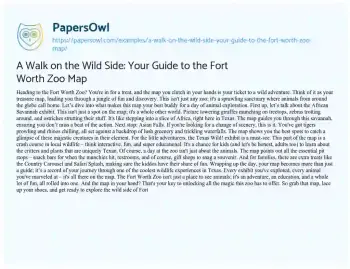 Essay on A Walk on the Wild Side: your Guide to the Fort Worth Zoo Map