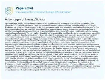 Essay on Advantages of having Siblings