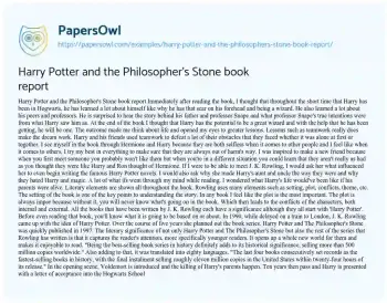 Essay on Character Development in Harry Potter Origins