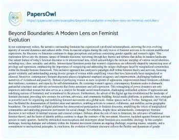 Essay on Beyond Boundaries: a Modern Lens on Feminist Evolution