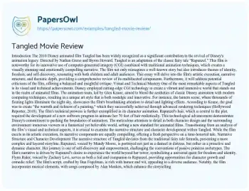 Essay on Tangled Movie Review