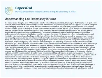 Essay on Understanding Life Expectancy in 1800