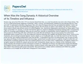 Essay on When was the Song Dynasty: a Historical Overview of its Timeline and Influence