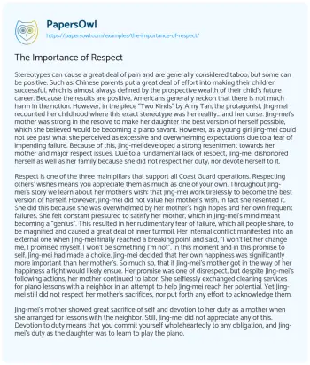 Essay on The Importance of Respect