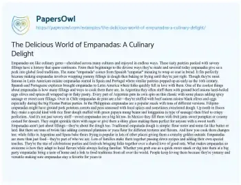 Essay on The Delicious World of Empanadas: a Culinary Delight