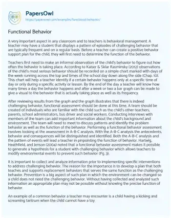 Essay on Functional Behavior