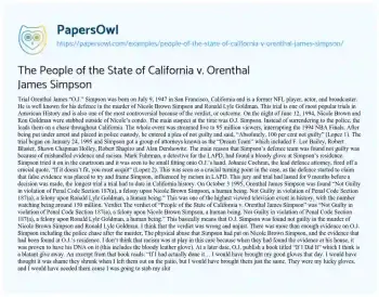 Essay on The O.J. Simpson Trial: a Landmark Case