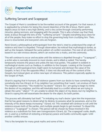 Essay on Suffering Servant and Scapegoat