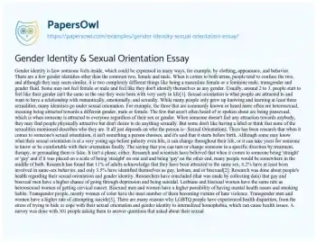 Essay on Gender Identity & Sexual Orientation Essay