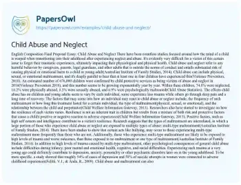 Essay on Child Abuse and Neglect