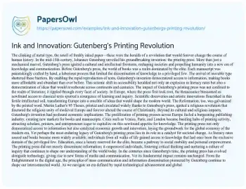 Essay on Ink and Innovation: Gutenberg’s Printing Revolution