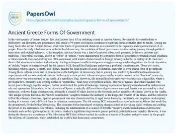 Essay on Ancient Greece Forms of Government